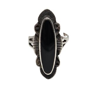 Black Onyx Elegant Sterling Silver 925 Ring A Little Bandad, Needs Repair